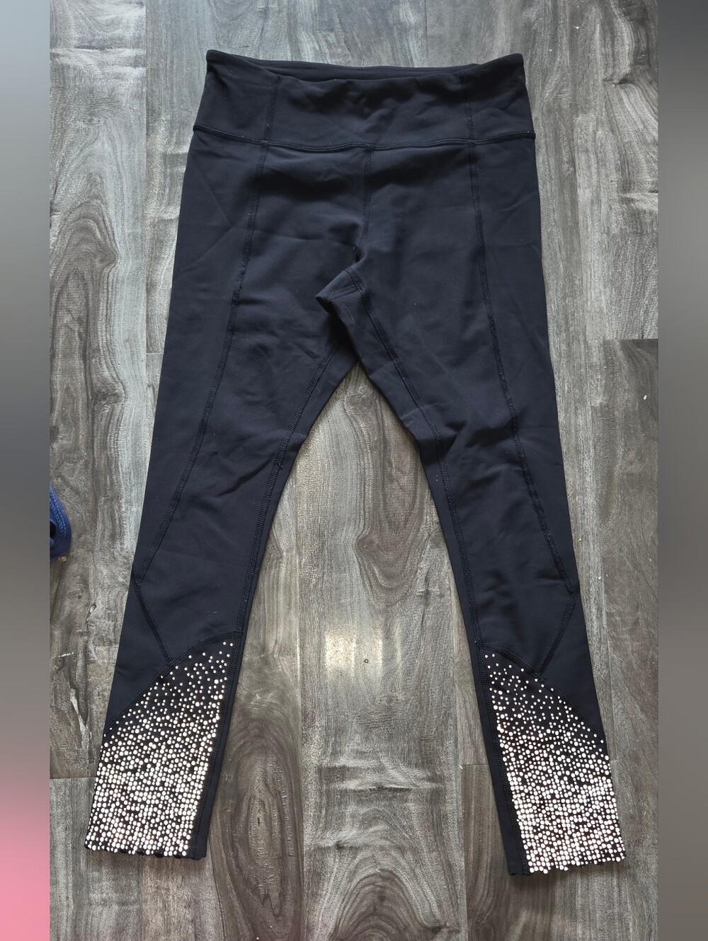 lululemon athletica Black Leggings with Silver Dot Hem